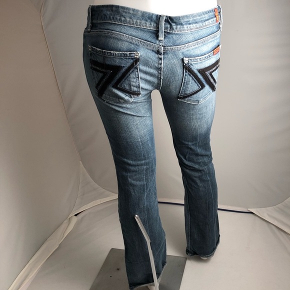 7 For All Mankind Denim - 7 for all Mankind Flynt crystal embellished blue bootcut denim jeans 27